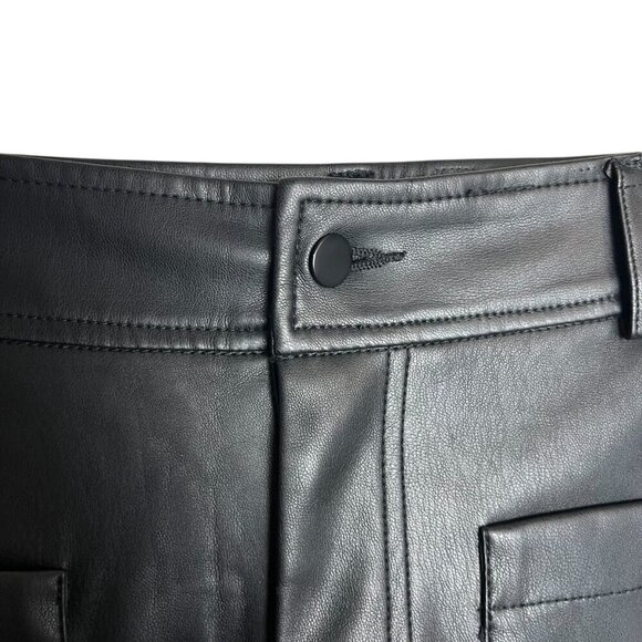 Mark Alan NY Women's M Cropped Black Faux Leather Pants Wide Leg Elevated Basic - Picture 3 of 6